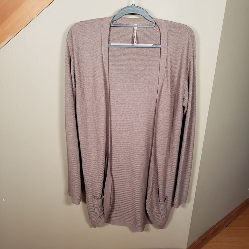 Like New Leo & Nicole Open Front Women's Long Cardigan Beige Small